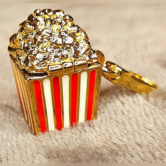 Juicy Couture Gold Red Striped Popcorn Charm Locket Opens Pop Corn Movies Snack - Picture 6 of 16